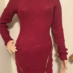 Deb Wine Knit Sweater Dress